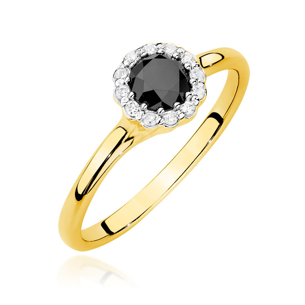 Gold Ring With Black And White Diamonds