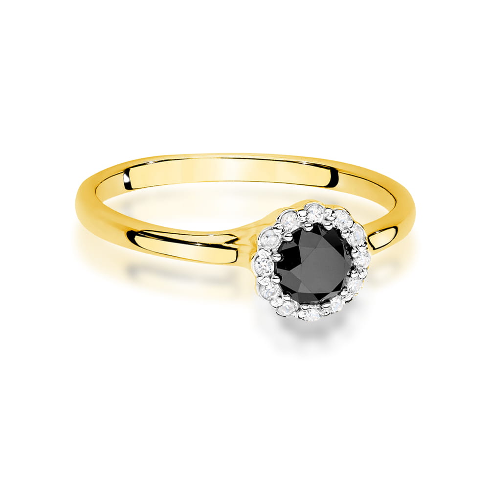 Gold Ring With Black And White Diamonds