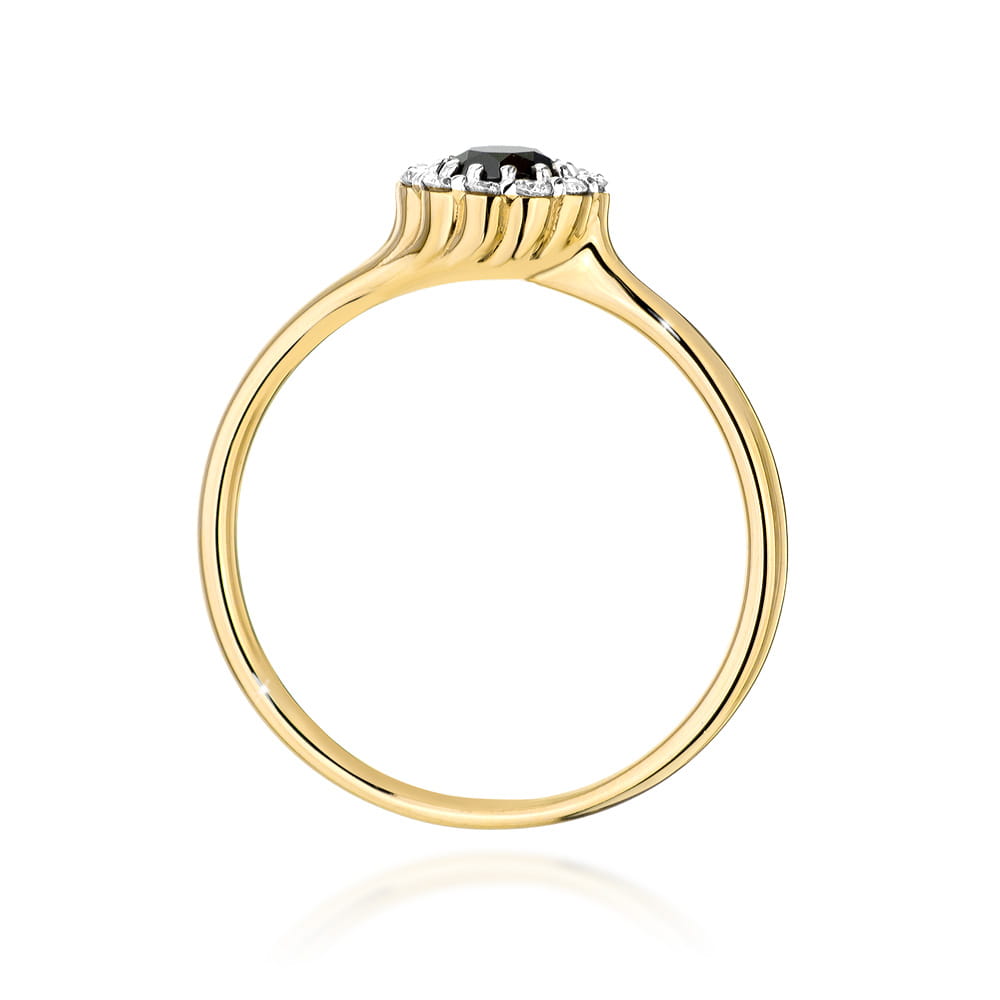 Gold Ring With Black And White Diamonds