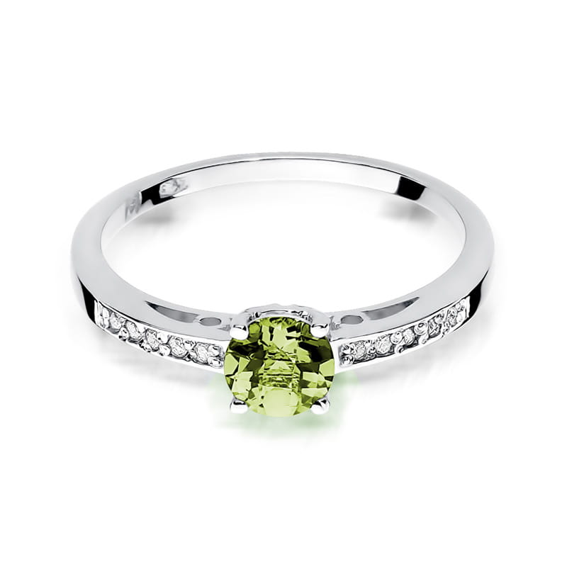 Gold Ring With Peridot And Diamonds