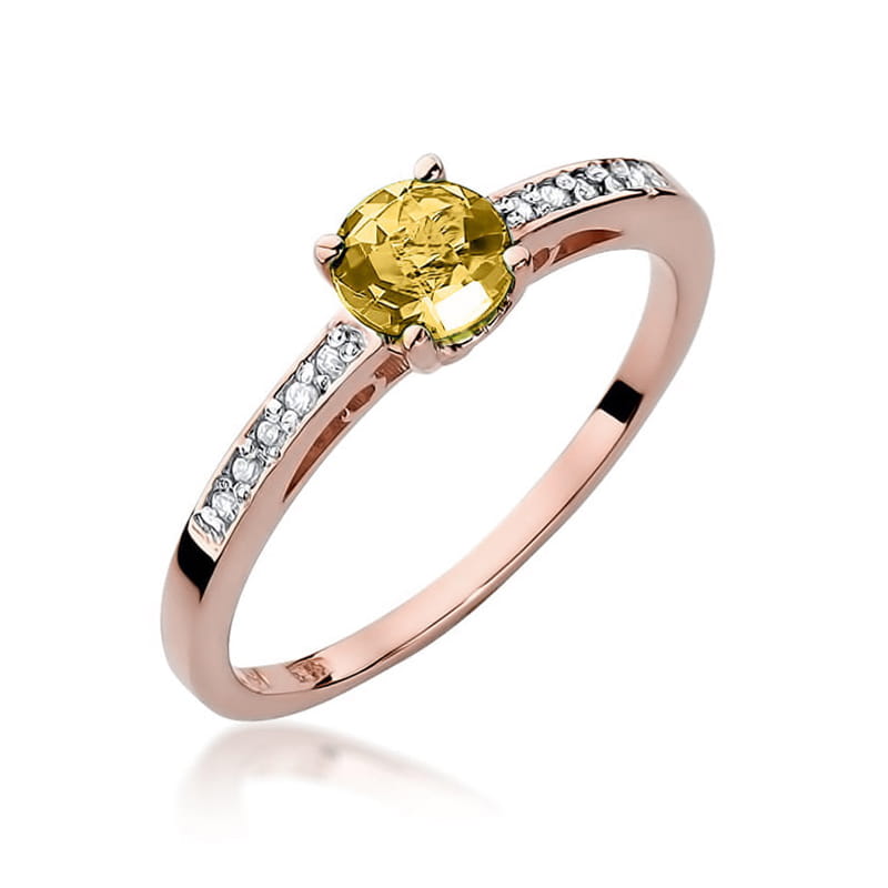 Gold Ring With Citrine And Diamonds