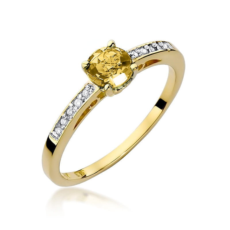 Gold Ring With Citrine And Diamonds