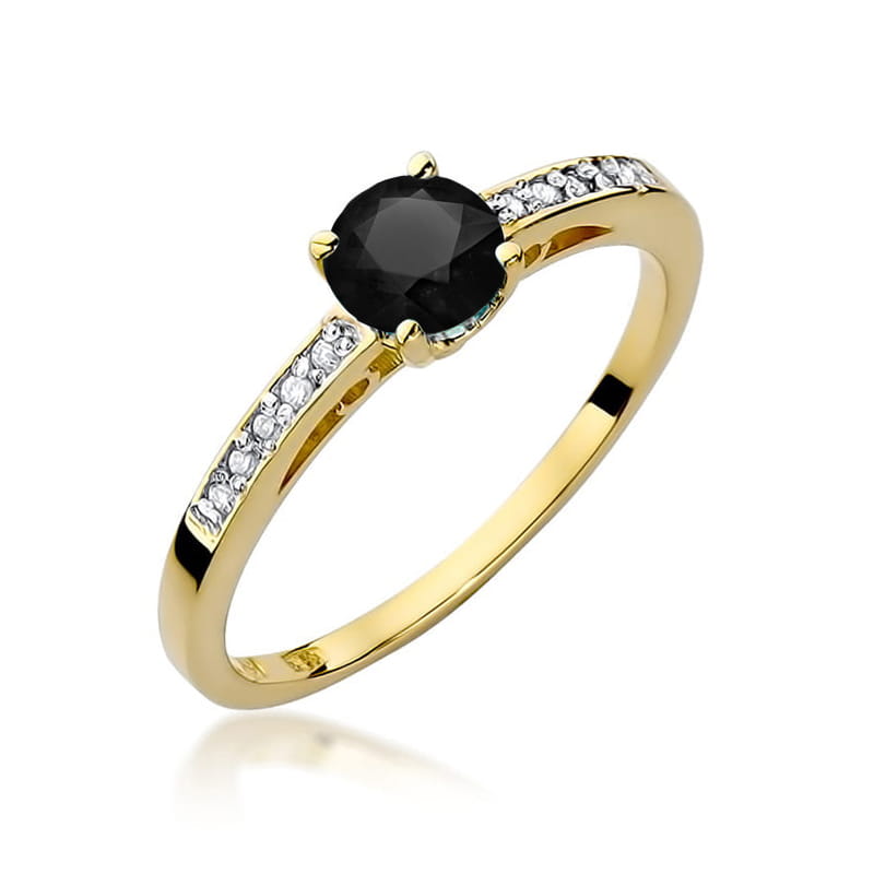 Gold Ring With Black And White Diamonds