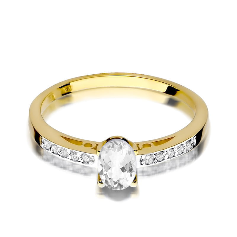 Gold Ring With White Sapphire And Diamonds