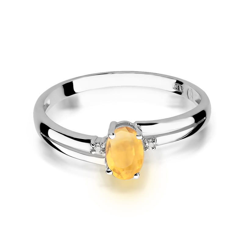 Gold Ring With Citrine And Diamonds