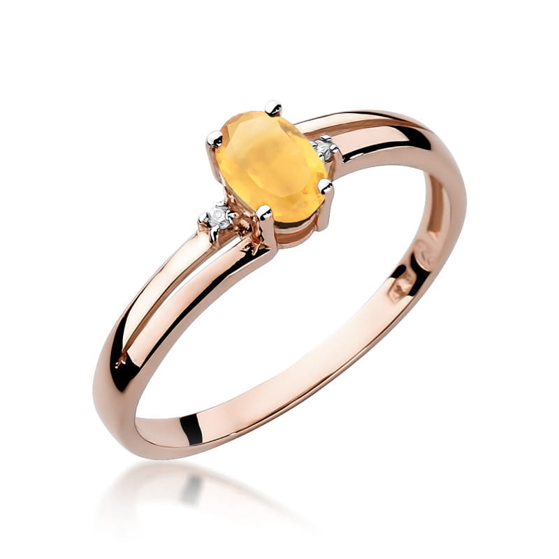 Gold Ring With Citrine And Diamonds