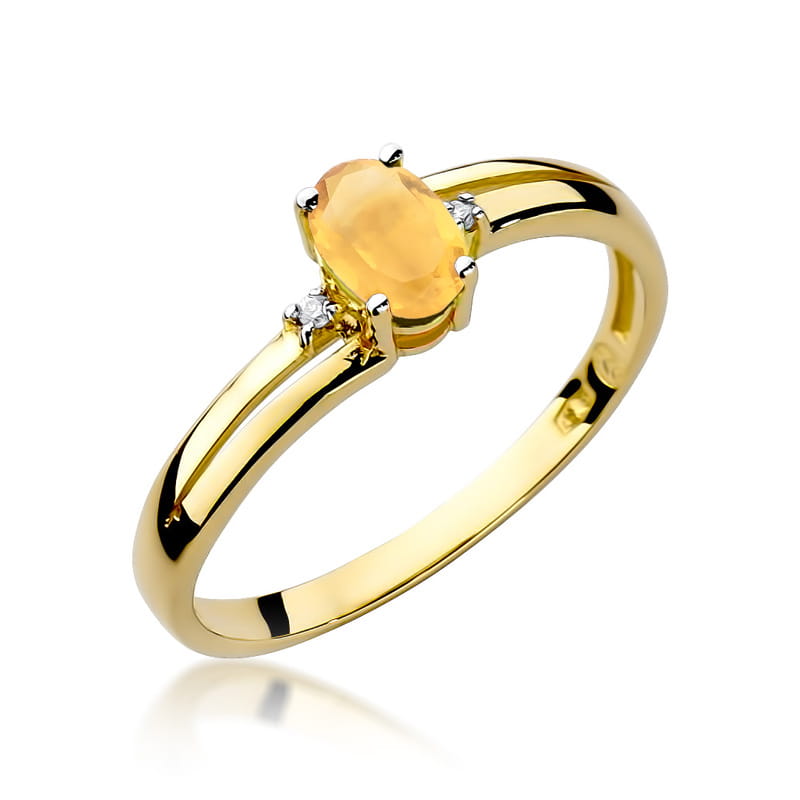 Gold Ring With Citrine And Diamonds