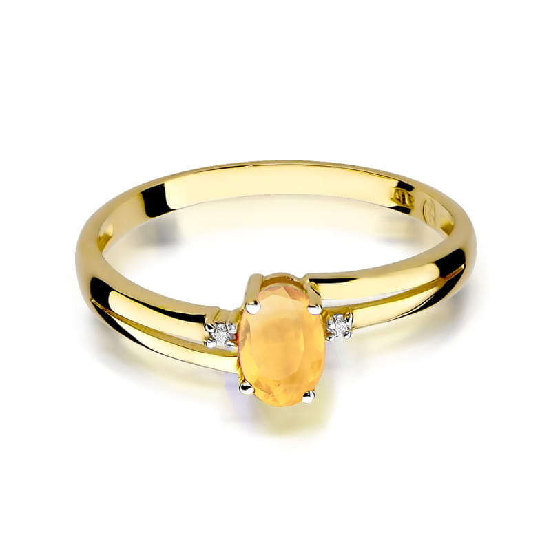 Gold Ring With Citrine And Diamonds