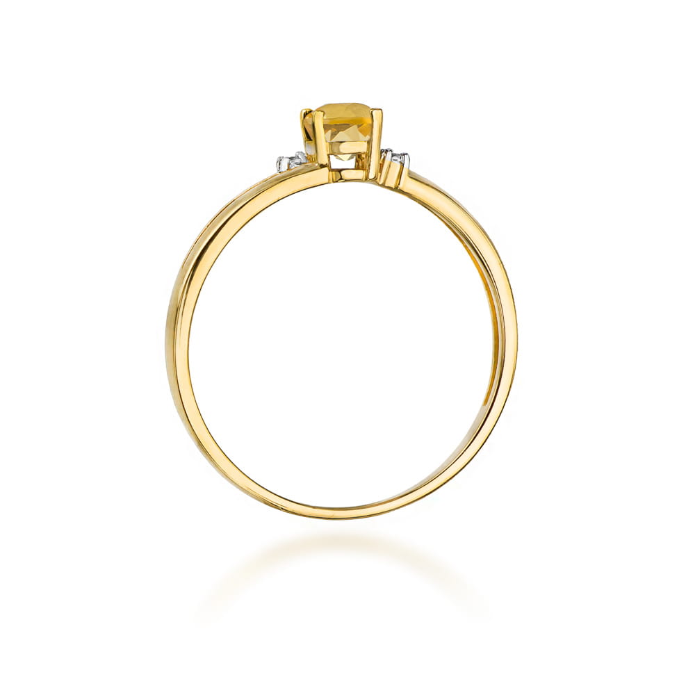 Gold Ring With Citrine And Diamonds