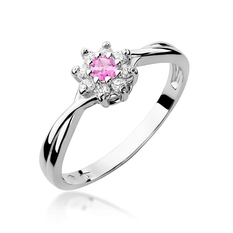 Gold Ring With Pink Topaz And Diamonds
