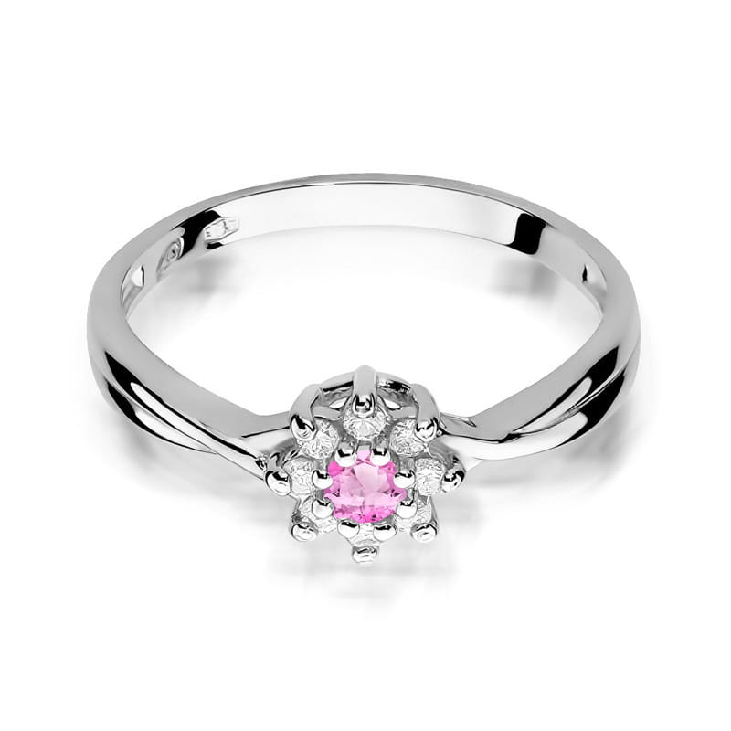 Gold Ring With Pink Topaz And Diamonds