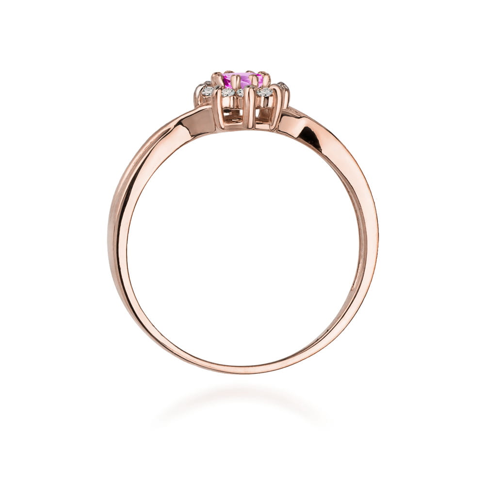 Gold Ring With Pink Topaz And Diamonds