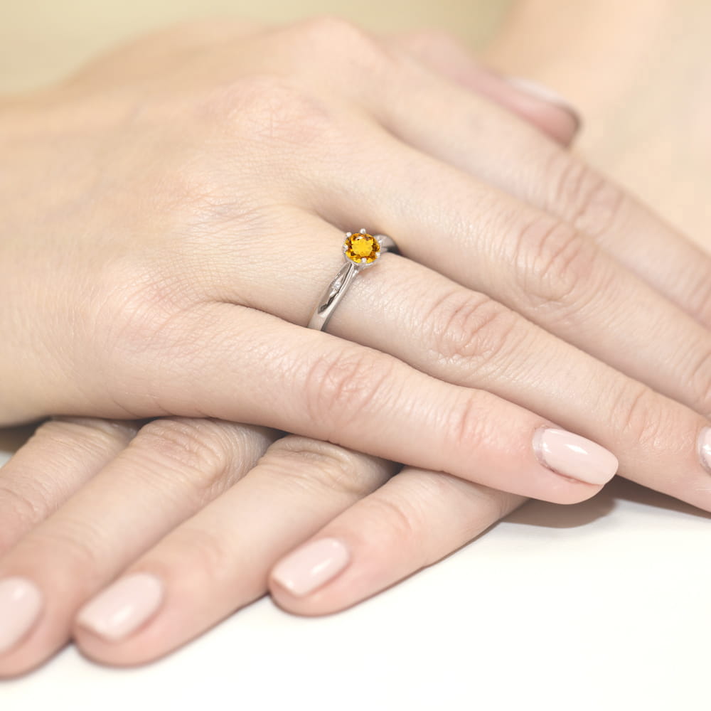 Gold Ring With Citrine And Diamonds