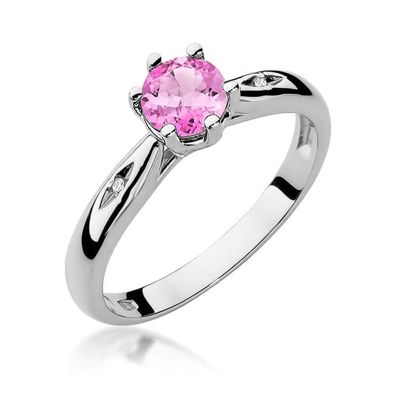 Gold Ring With Pink Topaz And Diamonds
