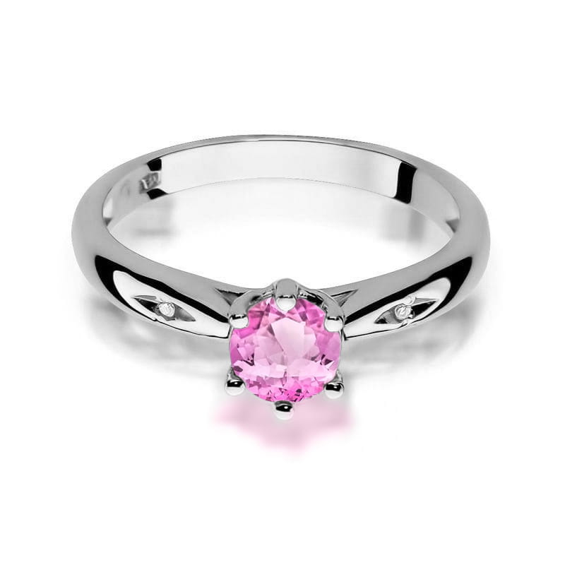 Gold Ring With Pink Topaz And Diamonds