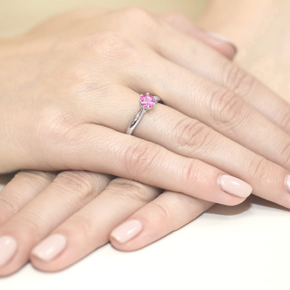 Gold Ring With Pink Topaz And Diamonds