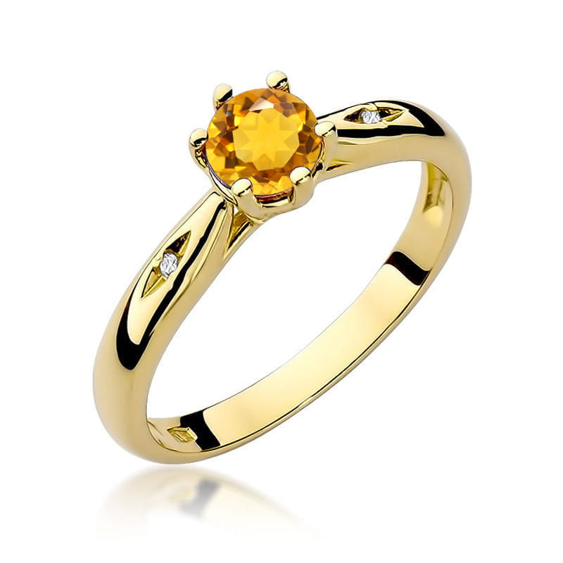 Gold Ring With Citrine And Diamonds