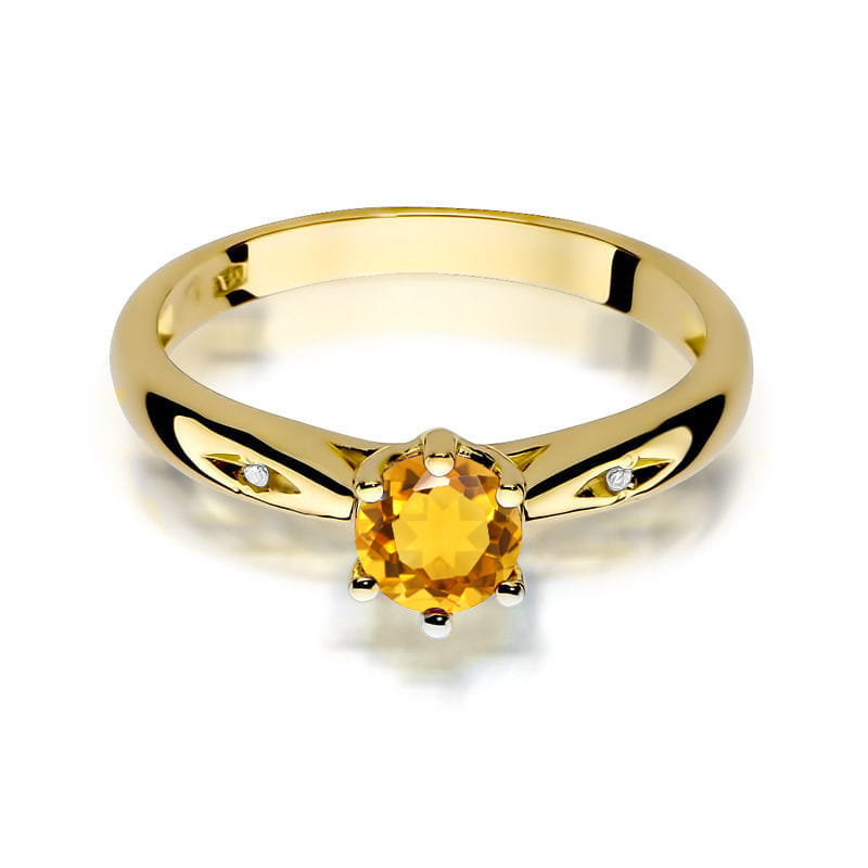 Gold Ring With Citrine And Diamonds