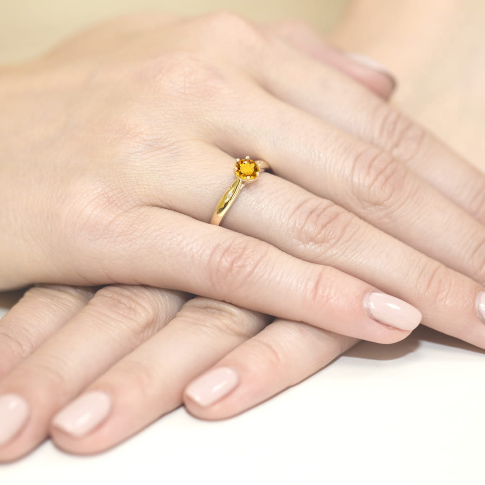 Gold Ring With Citrine And Diamonds