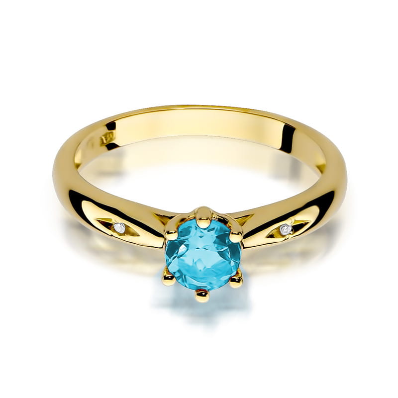 Gold Ring With Topaz And Diamonds