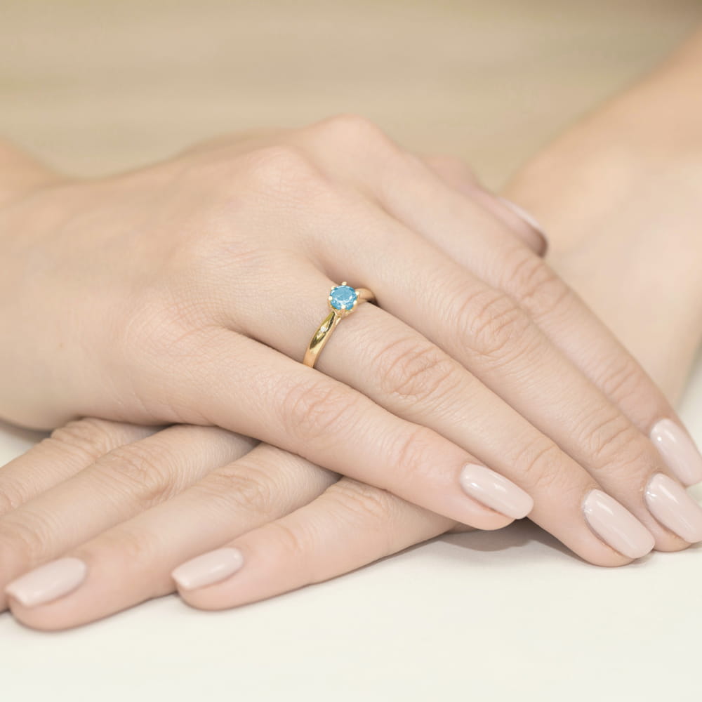 Gold Ring With Topaz And Diamonds