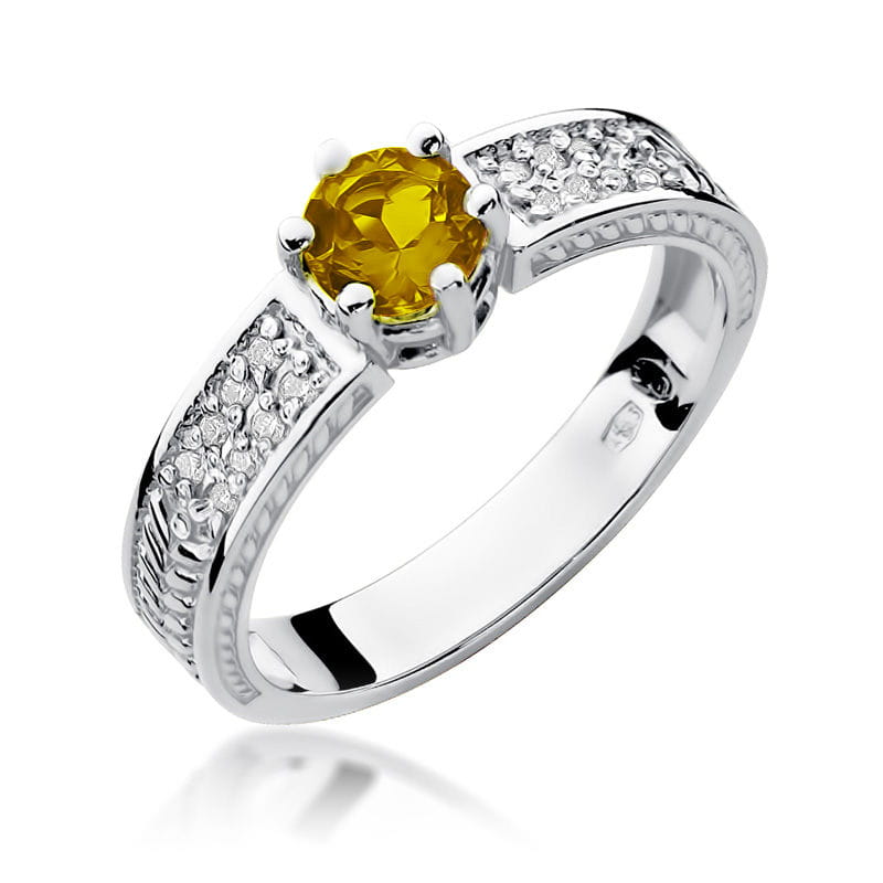 Gold Ring With Citrine And Diamonds