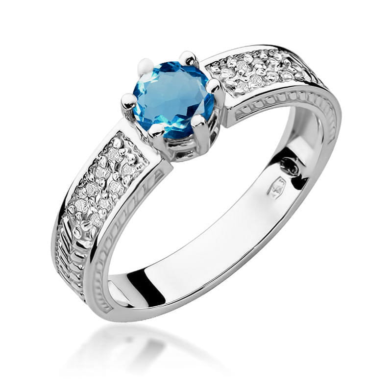 Gold Ring With London Topaz And Diamonds
