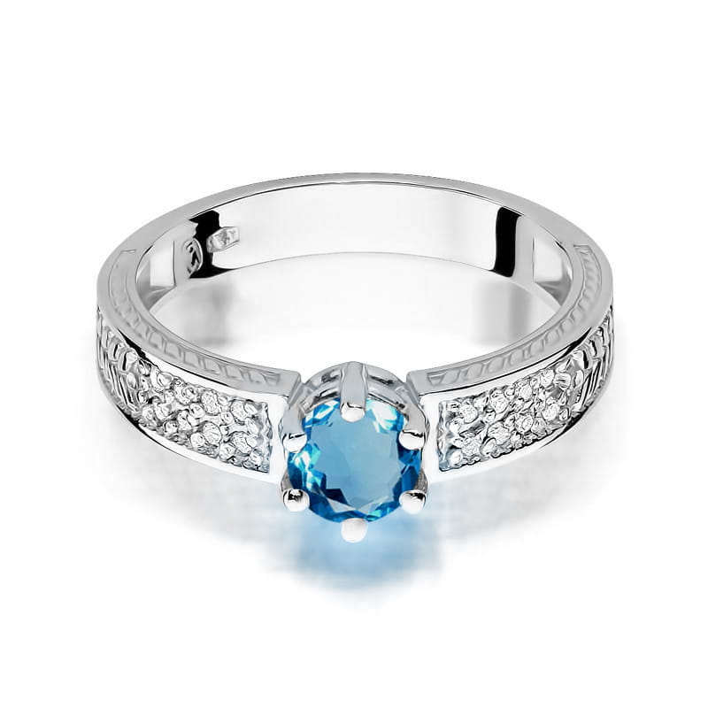 Gold Ring With London Topaz And Diamonds