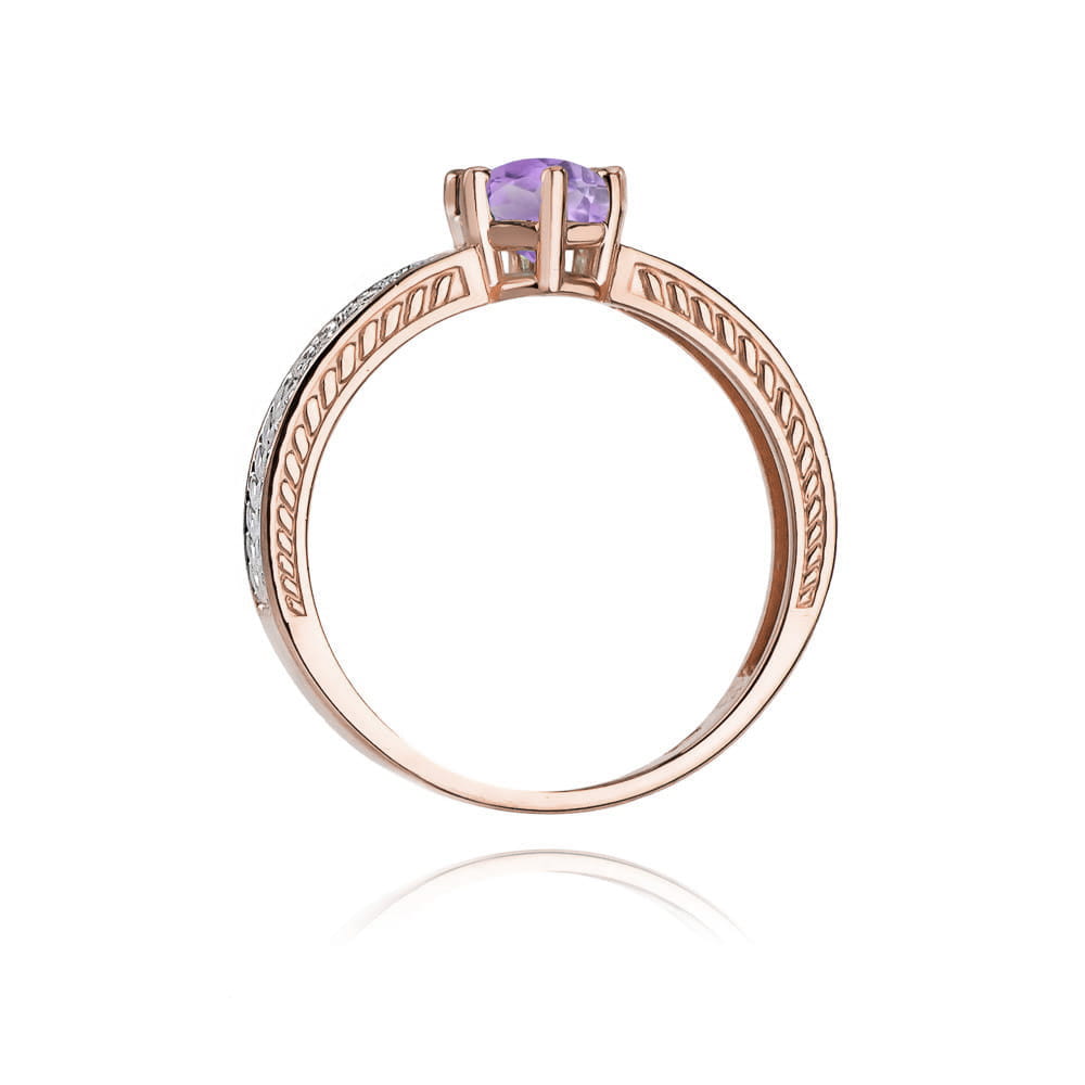 Gold Ring With Amethyst And Diamonds