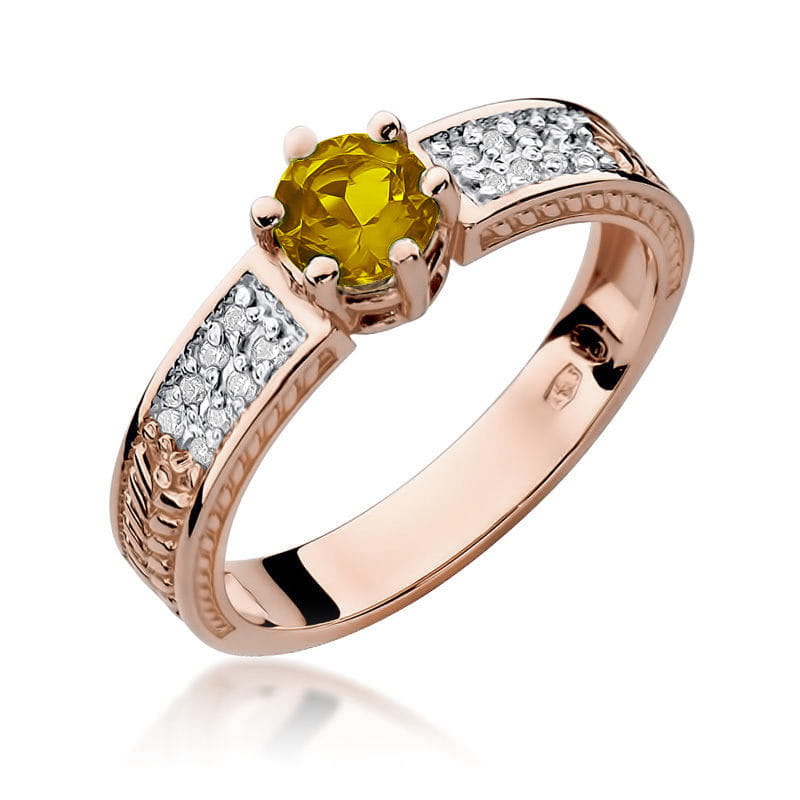 Gold Ring With Citrine And Diamonds