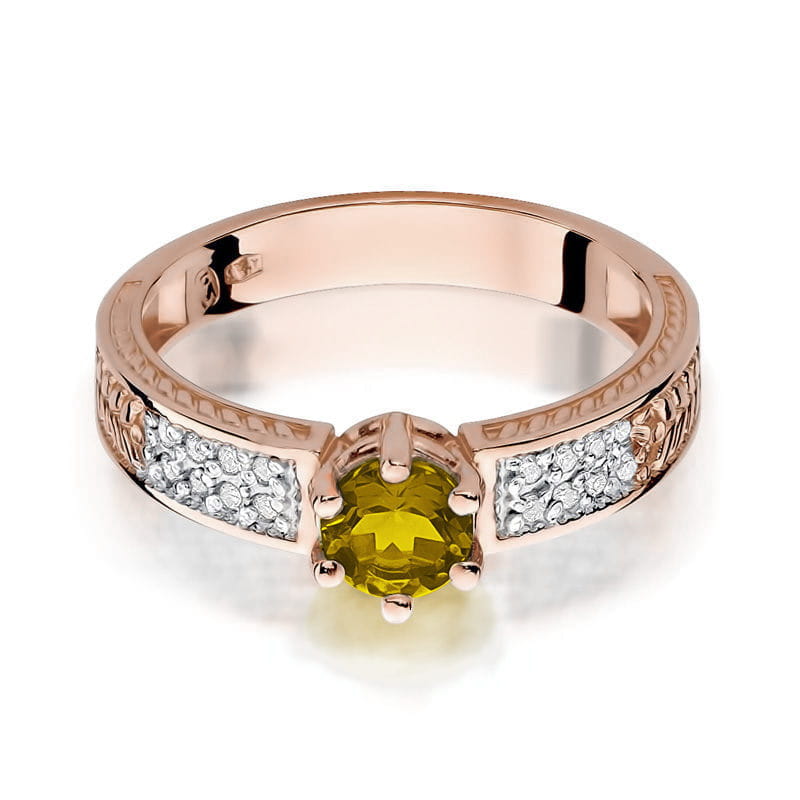 Gold Ring With Citrine And Diamonds