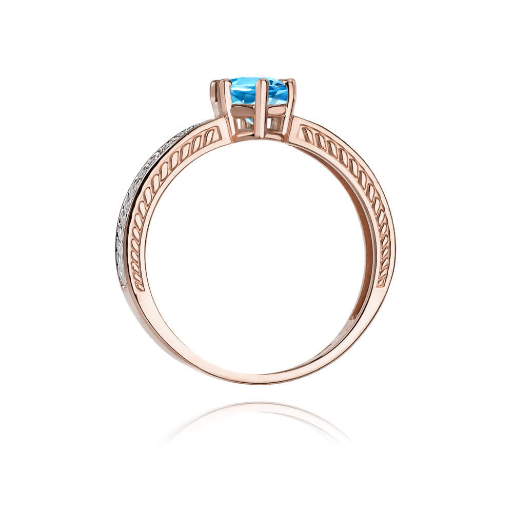 Gold Ring With London Topaz And Diamonds