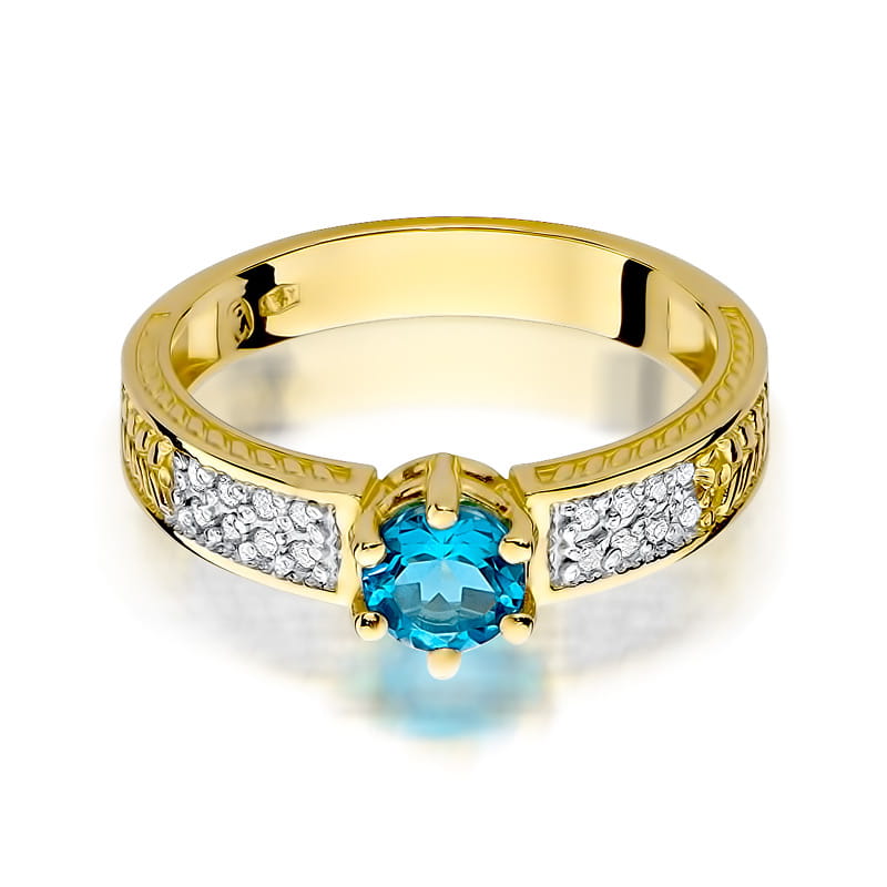 Gold Ring With Topaz And Diamonds