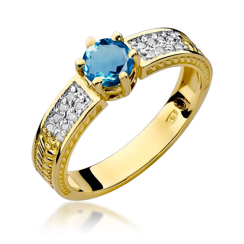 Gold Ring With London Topaz And Diamonds