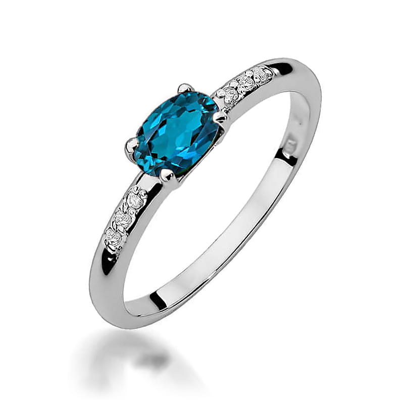 Gold Ring With London Topaz And Diamonds