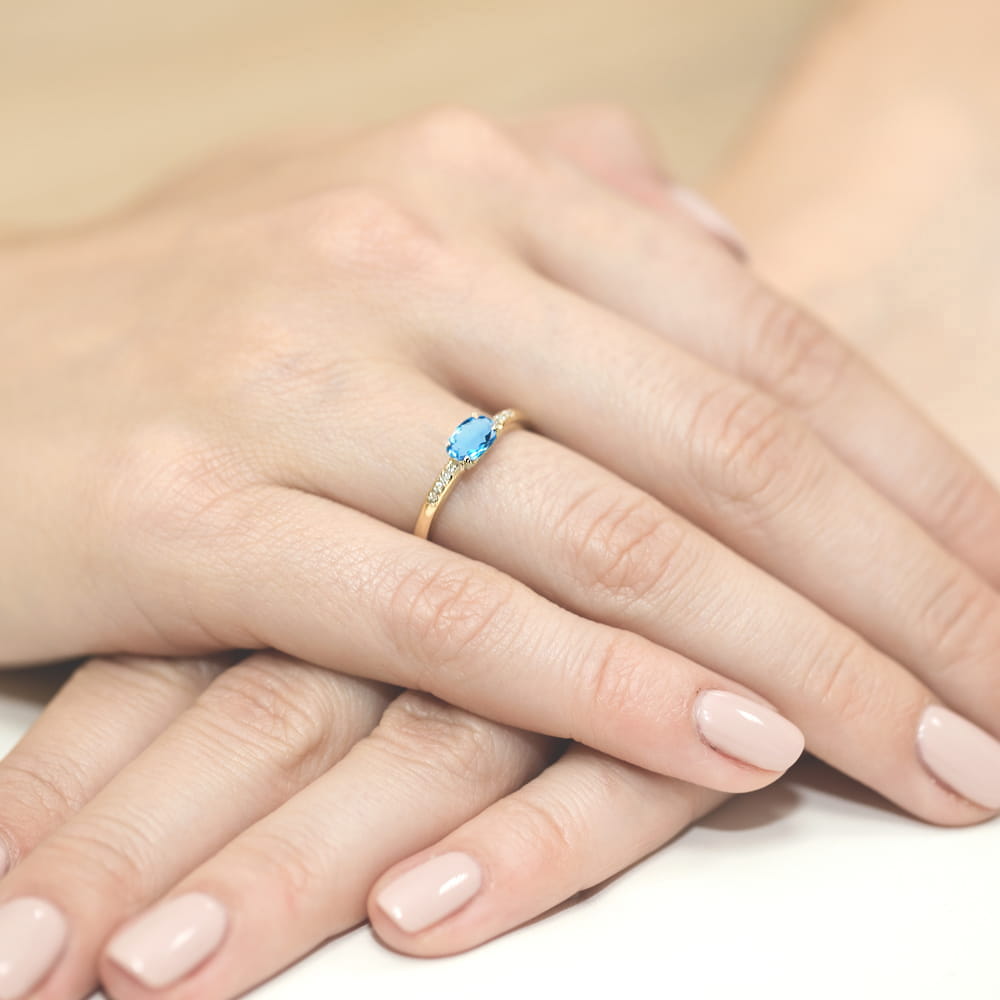 Gold Ring With Topaz And Diamonds
