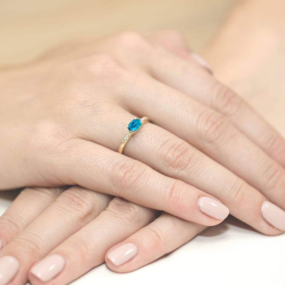 Gold Ring With London Topaz And Diamonds