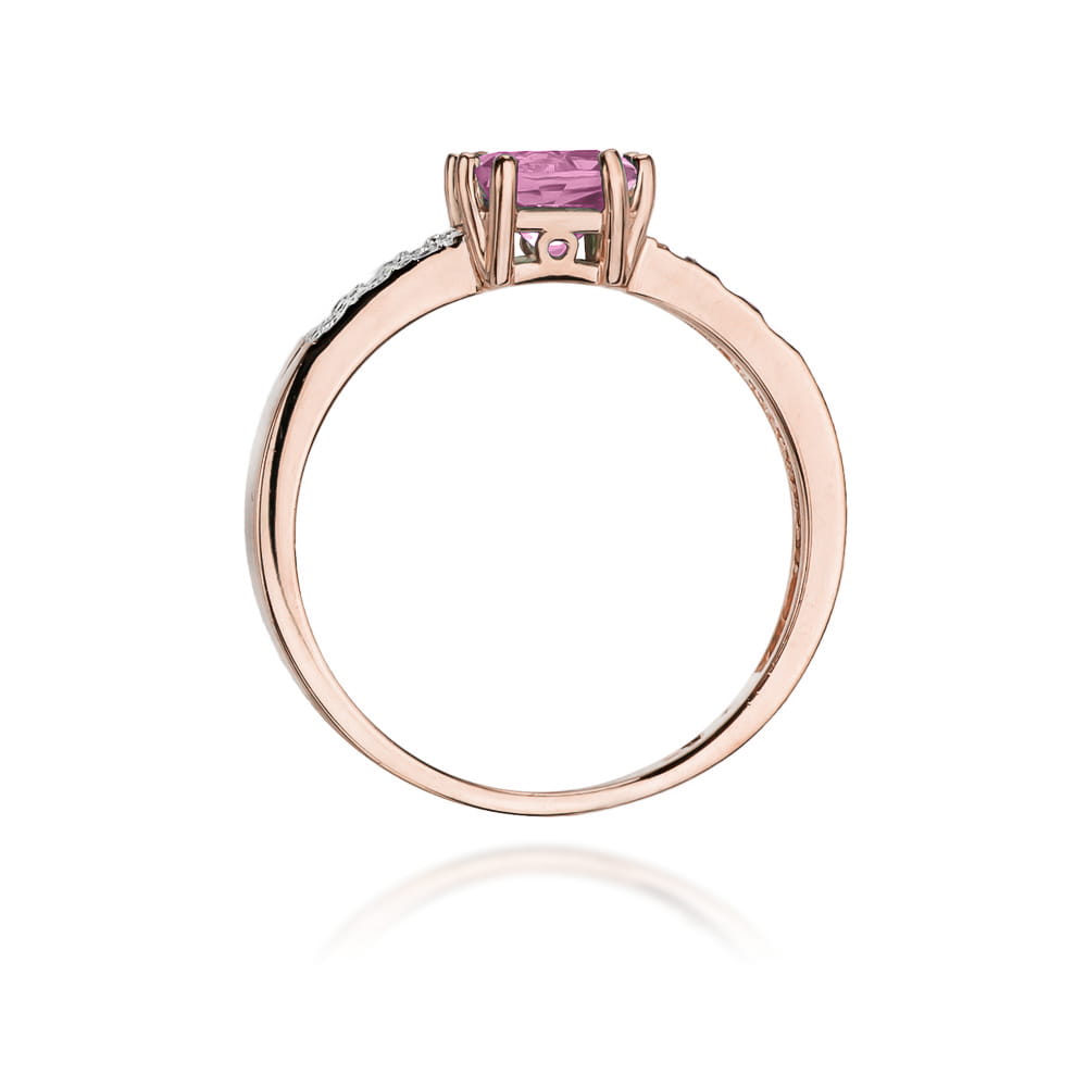 Gold Ring With Pink Topaz And Diamonds