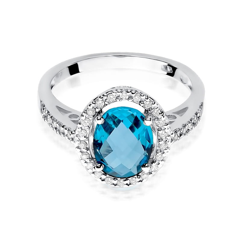Gold Ring With Topaz And Diamonds