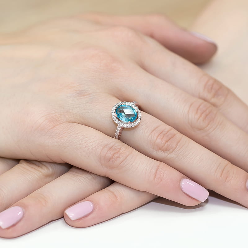Gold Ring With Topaz And Diamonds