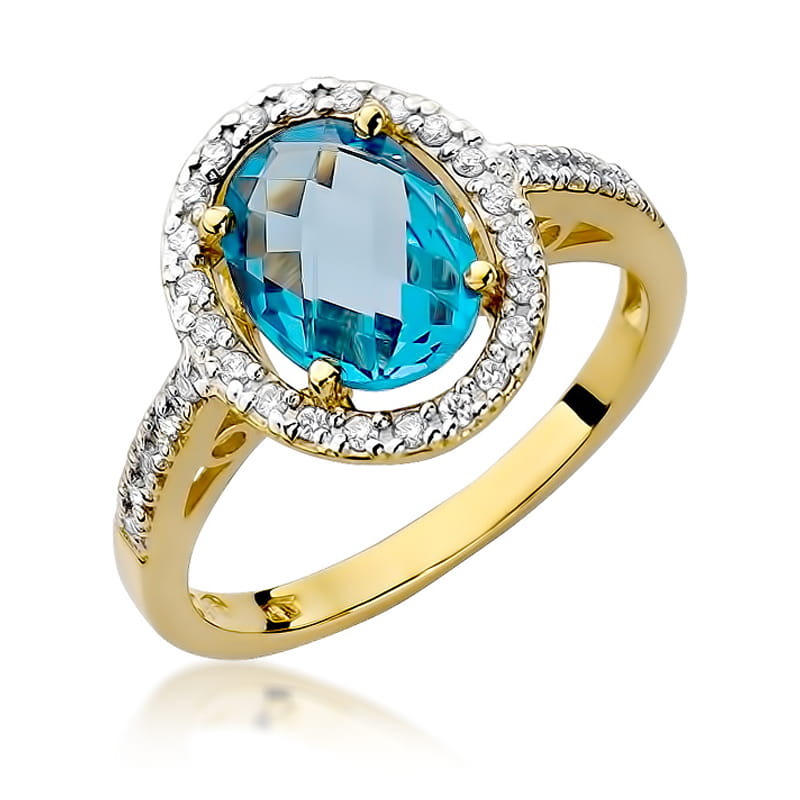Gold Ring With Topaz And Diamonds