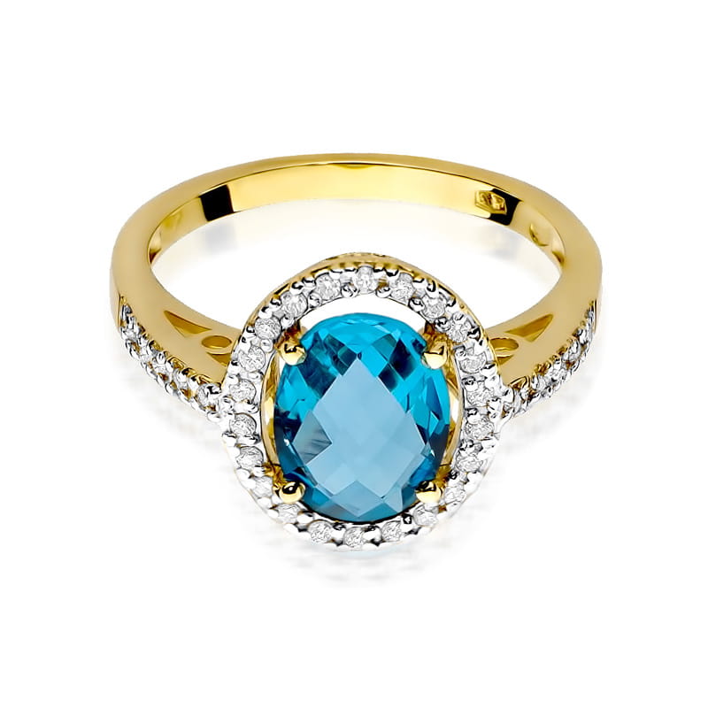 Gold Ring With Topaz And Diamonds