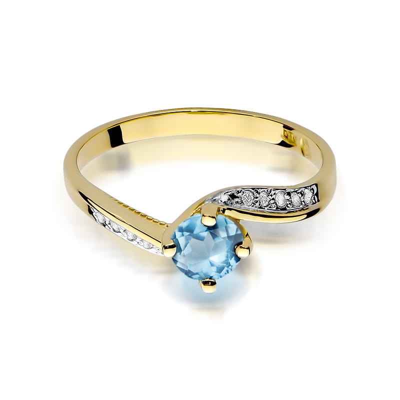Gold Ring With Topaz And Diamonds