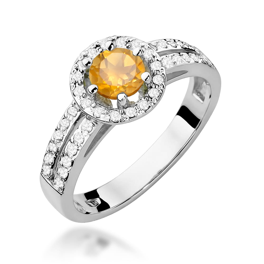 Gold Ring With Citrine And Diamonds