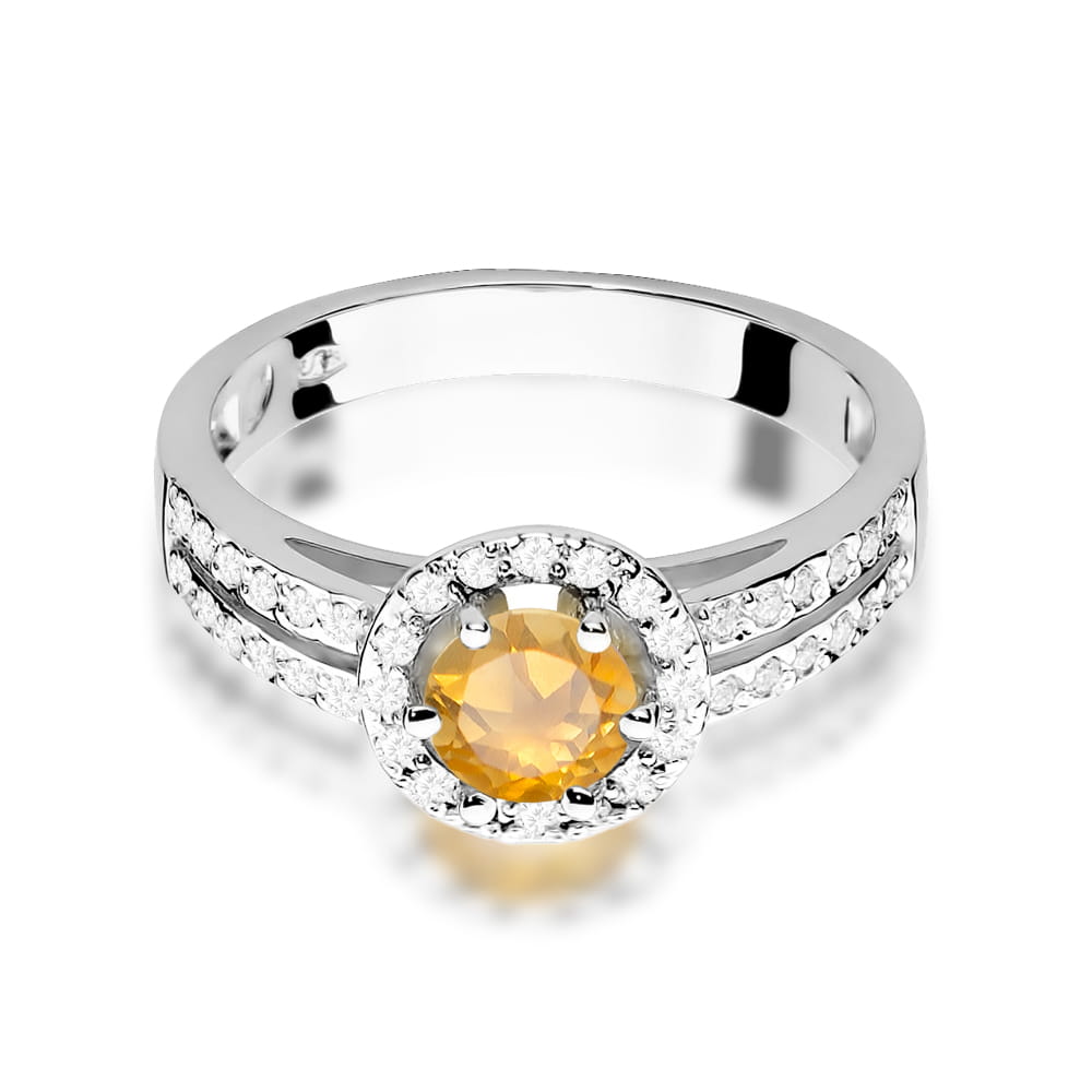 Gold Ring With Citrine And Diamonds