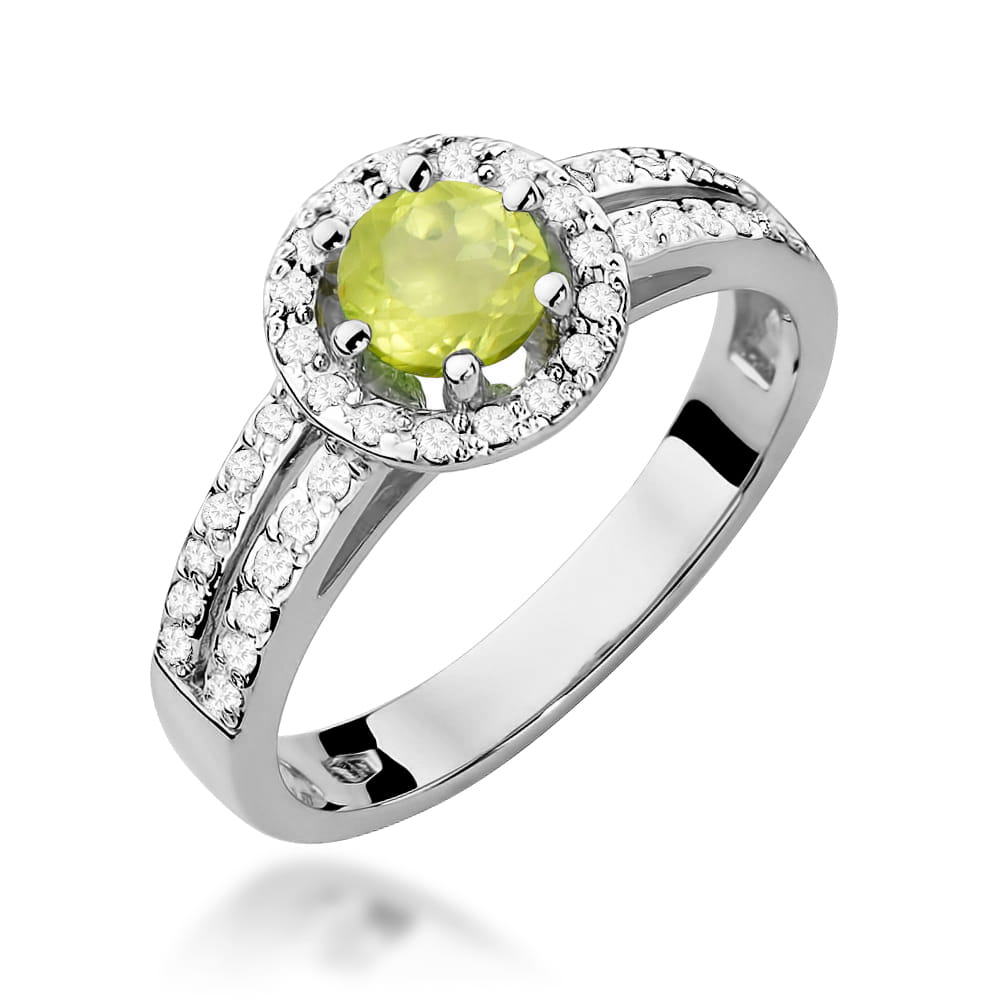 Gold Ring With Peridot And Diamonds