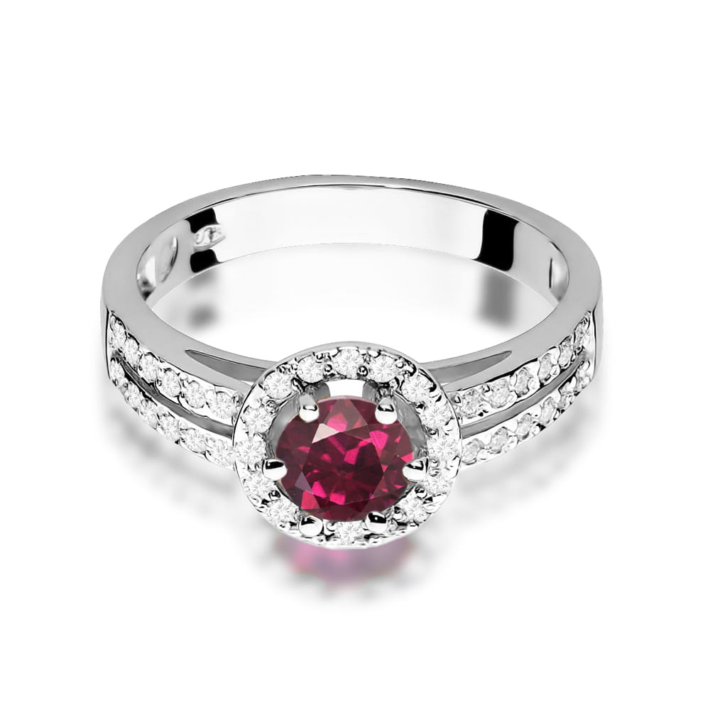 Gold Ring With Rhodolite And Diamonds