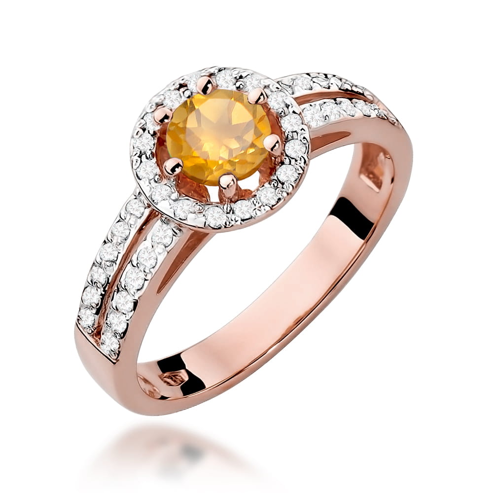 Gold Ring With Citrine And Diamonds