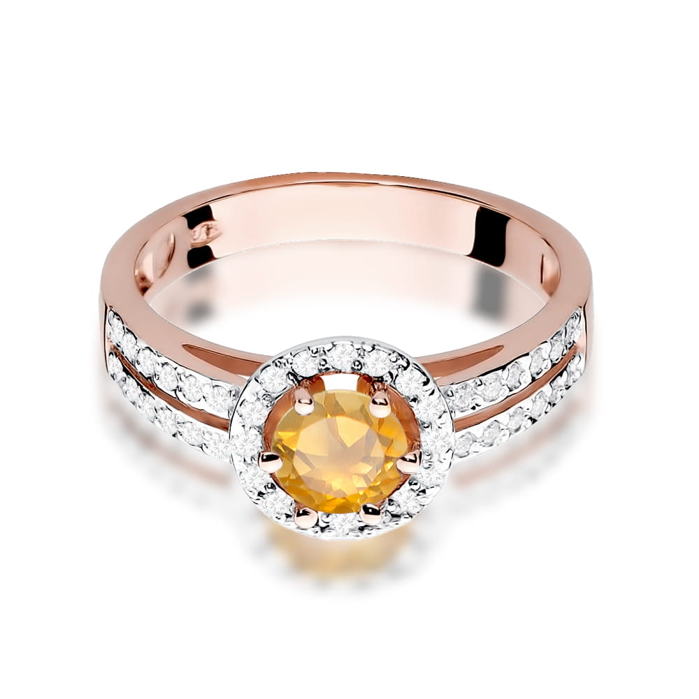 Gold Ring With Citrine And Diamonds