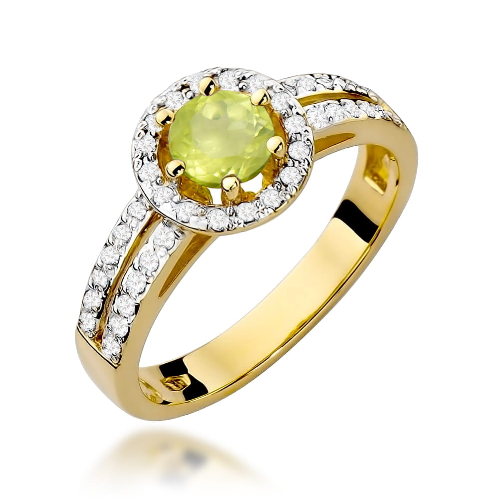 Gold Ring With Peridot And Diamonds